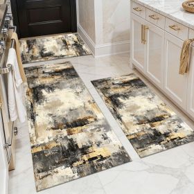 Three-piece kitchen rug set, non-slip and washable, abstract pattern kitchen hallway rug, soft and comfortable, suitable for sinks, floors, entra