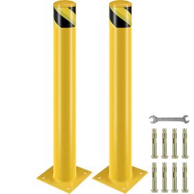 Safety Bollard, 36 Inch Height Bollard Post, 4.5 Inch Diameter Steel Pipe Safety Bollard Post, Yellow Steel Bollard