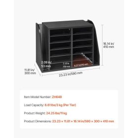 Literature Organizer, 12 Compartments Office Mailbox With Side Vertical Storage, Wooden Mailbox Sorter Made Of Particle Board, Countertop Office (Option: Black)