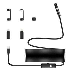 1Set Endoscope Camera 1920P HD IP67 Waterproof Inspection Borescope Tool With Light And 8 & 1 Dual Lens 16.4ft Semi Rigid Snake Cable Stepless Br (Option: Black)