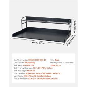 Washer Dryer Countertop With Shelf, 54 X 27.5 In Wooden Washer And Dryer Topper With Edge And 2 Hooks, Laundry Machine Topper For Laundry Closet (Option: Black)
