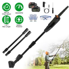 Cordless Pole Saw, 7.4ft Adjustable Length Chainsaw With 775W Motor 35ft-s Chain Speed, 2x 3000mAh Batteries & Safety Protection, 4-Section Exten (Option: defaulttitle)