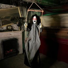 Haunted Hill Farm Zombie Bride With Pop-Up Head And Light-Up Eyes, Halloween Animatronic For Battery Operated Scary Indoor Or Covered Outdoor Hal (Option: 15SwingingCreepyGirl)