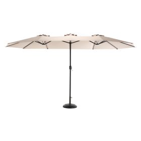 14.8 Ft Double Sided Outdoor Umbrella Rectangular Large with Crank ( khaki )(No Base) (Color: Khaki)